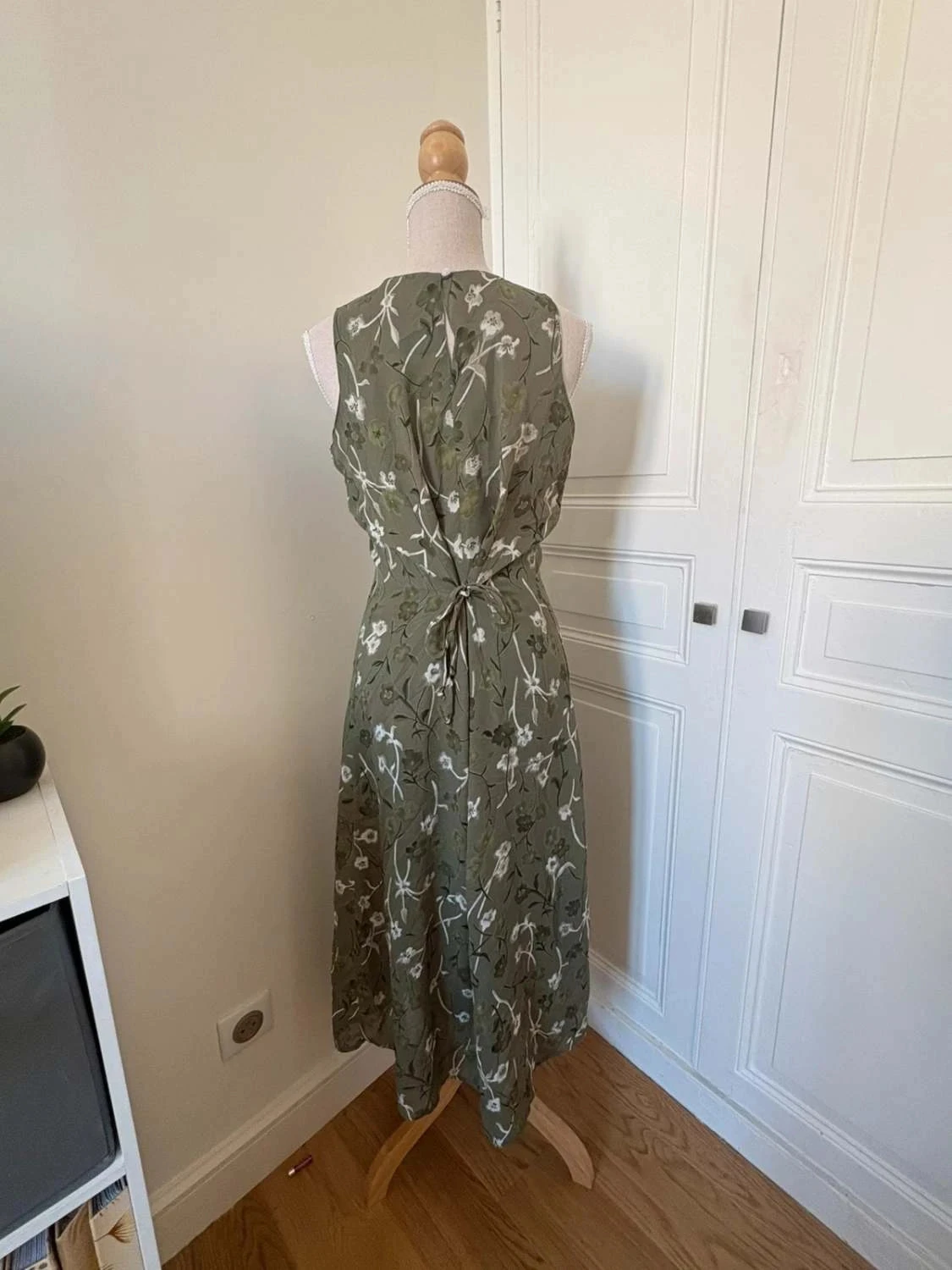Vestido Um & Compagnie verde floral T11/12 (M/L) vestido largo fluido vintage bohemio – photo 3